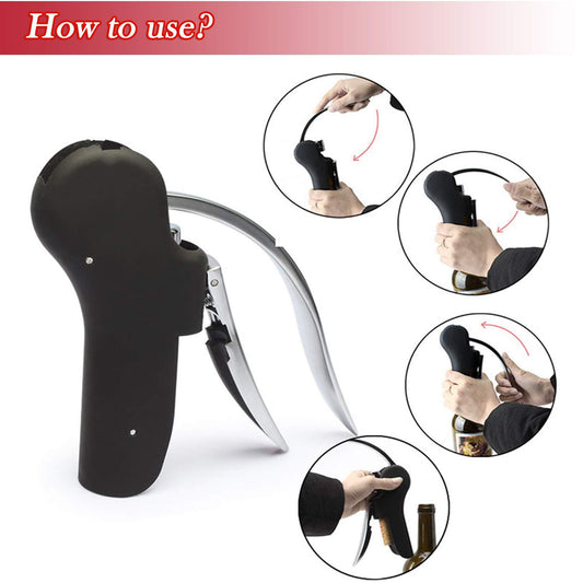 Stainless Steel Wine Opener Compact Vertical Corkscrew Wine Bottle Opener with Foil Cutter