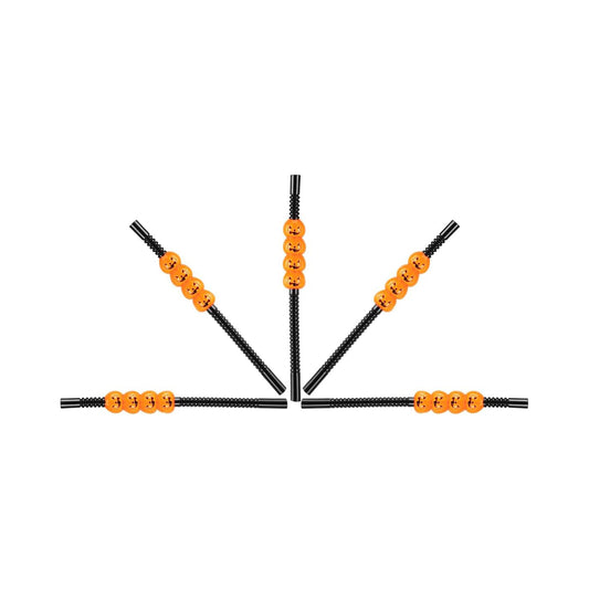 Halloween Pumpkin Straws,Halloween Party Straws,Halloween Drinking Straws,Halloween Party Favors Decorations Supplies,Pack of 5