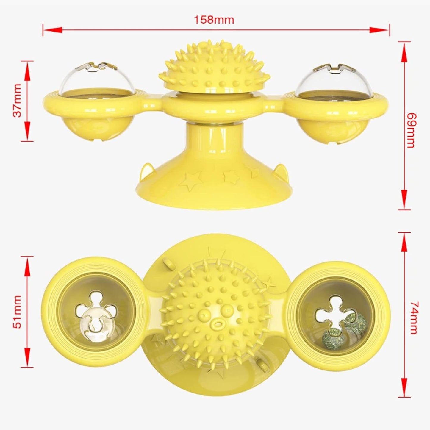 Interactive Toys for Cats, Play Cat Toy Pet Cats Puzzle Training Turntable Windmill Ball Teaser Whirling Interactive Toy for Indoor Cat and Kitten Exercise - Random Color