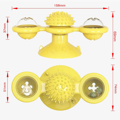 Interactive Toys for Cats, Play Cat Toy Pet Cats Puzzle Training Turntable Windmill Ball Teaser Whirling Interactive Toy for Indoor Cat and Kitten Exercise - Random Color