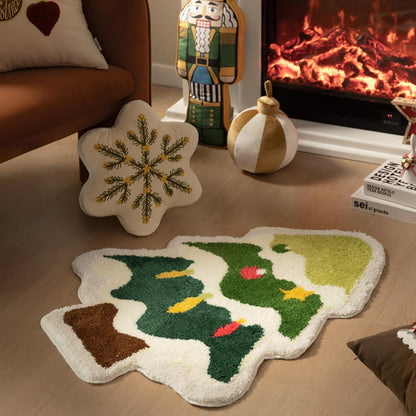 Christmas Tree Tufted Rug Light Green 60 x 90cm