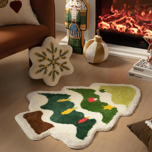 Christmas Tree Tufted Rug Light Green 60 x 90cm