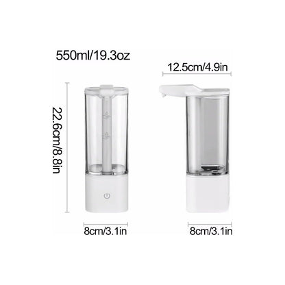 Simple Automatic Sensor Soap Dispenser Plastic Refillable Container Bottle for Business and Home 550ml 19.3oz Easy to use, Battery White+stand