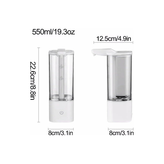 Simple Automatic Sensor Soap Dispenser Plastic Refillable Container Bottle for Business and Home 550ml 19.3oz Easy to use, Battery White+stand