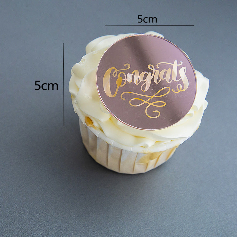 2025 Graduation Cupcake Toppers Acrylic Mirror Engraved Congratulations Graduation Cake Cupcake Decorations Graduation Ceremony Supplies