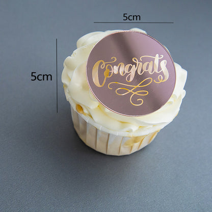 2025 Graduation Cupcake Toppers Acrylic Mirror Engraved Congratulations Graduation Cake Cupcake Decorations Graduation Ceremony Supplies