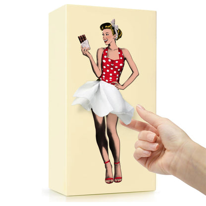 Flying Skirt® Tissue Box (The Original Skirt Tissue Holder) - Resin Embossed Pop Art Print, Metal Weighted Base, Made in Korea - Designed by Spextrum (Mint)