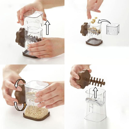 Manual Nut Grinder Portable Dried Fruit Crusher Hand Peanut Masher Walnut Chocolate Chopper With Cover Kitchen Tool Accessories (Blue)