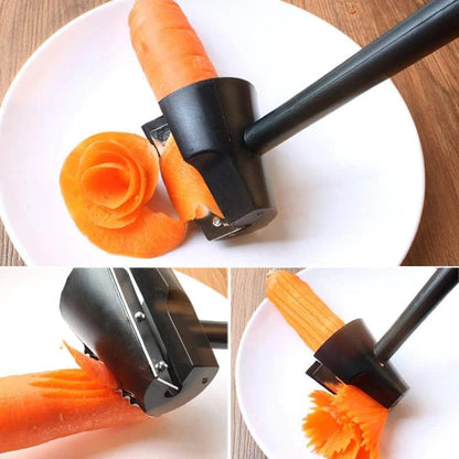 Spiral Funnel Flower Roller - Carrot Curler and Peeler, Carrot Spiral Shred Slicer, Carrot Vegetable Cutter Spiral Slicer, Flower Roller Peeler Spiral Knife for Kitchen Shredded Tool (2PCS)