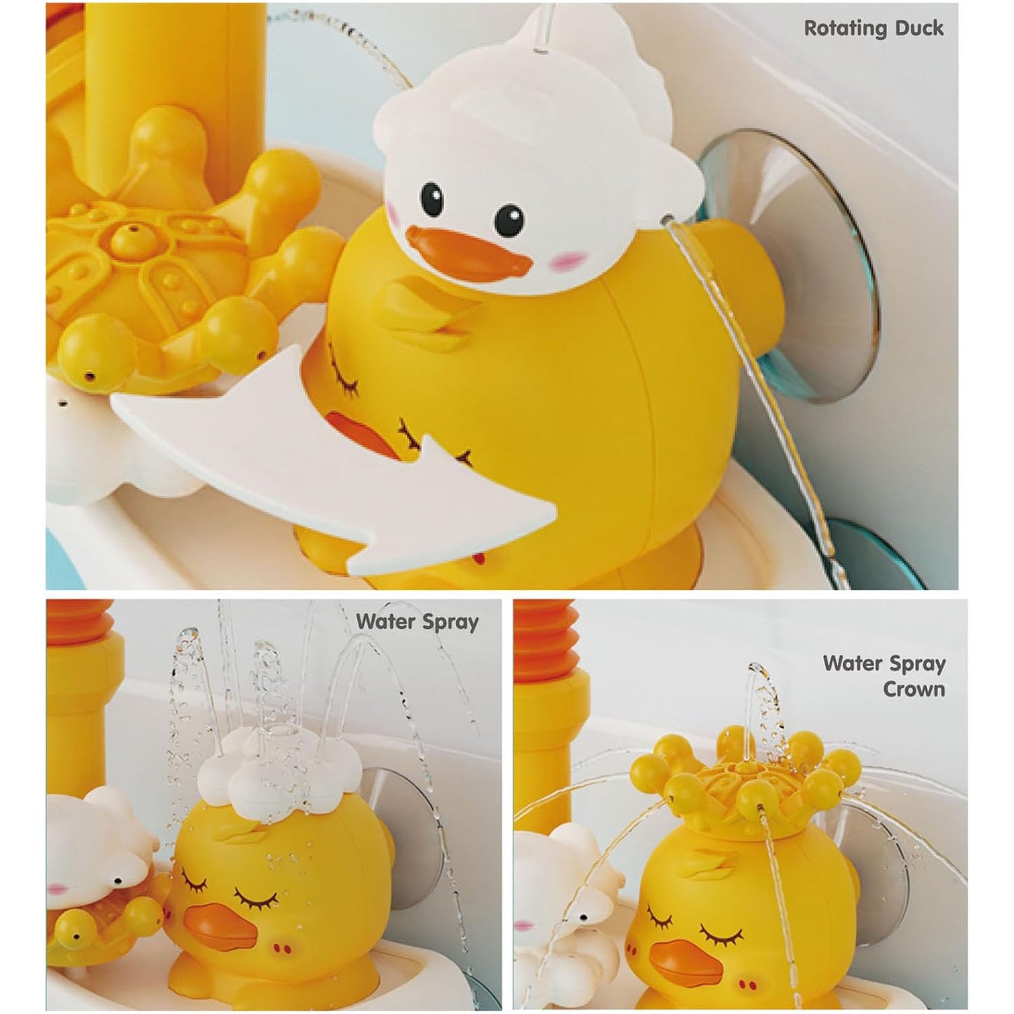 Baby Bath Toy with Shower Head and 2 Wind-Up Swimming Toys, 3 Little Bath Toys Sunflower Water Spray Squirt Shower Faucet and Bathtub Water Pump Summer Essentials for Toddlers Age 1-3