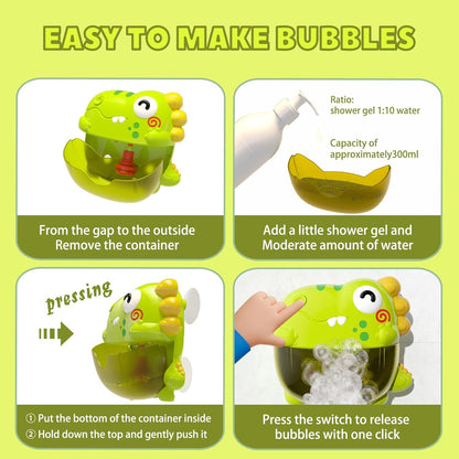 Baby Bath Toys for Toddlers, Light Up Bath Bubble Maker with Music for Baby Toys, Dinosaur Bathtub Shower Water Toys for 1 2 3 Year Old Boys Grils Toddler Gifts