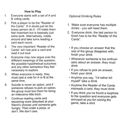 Choices Card Game Board Game Drinking Games for Family, Party Games English Version