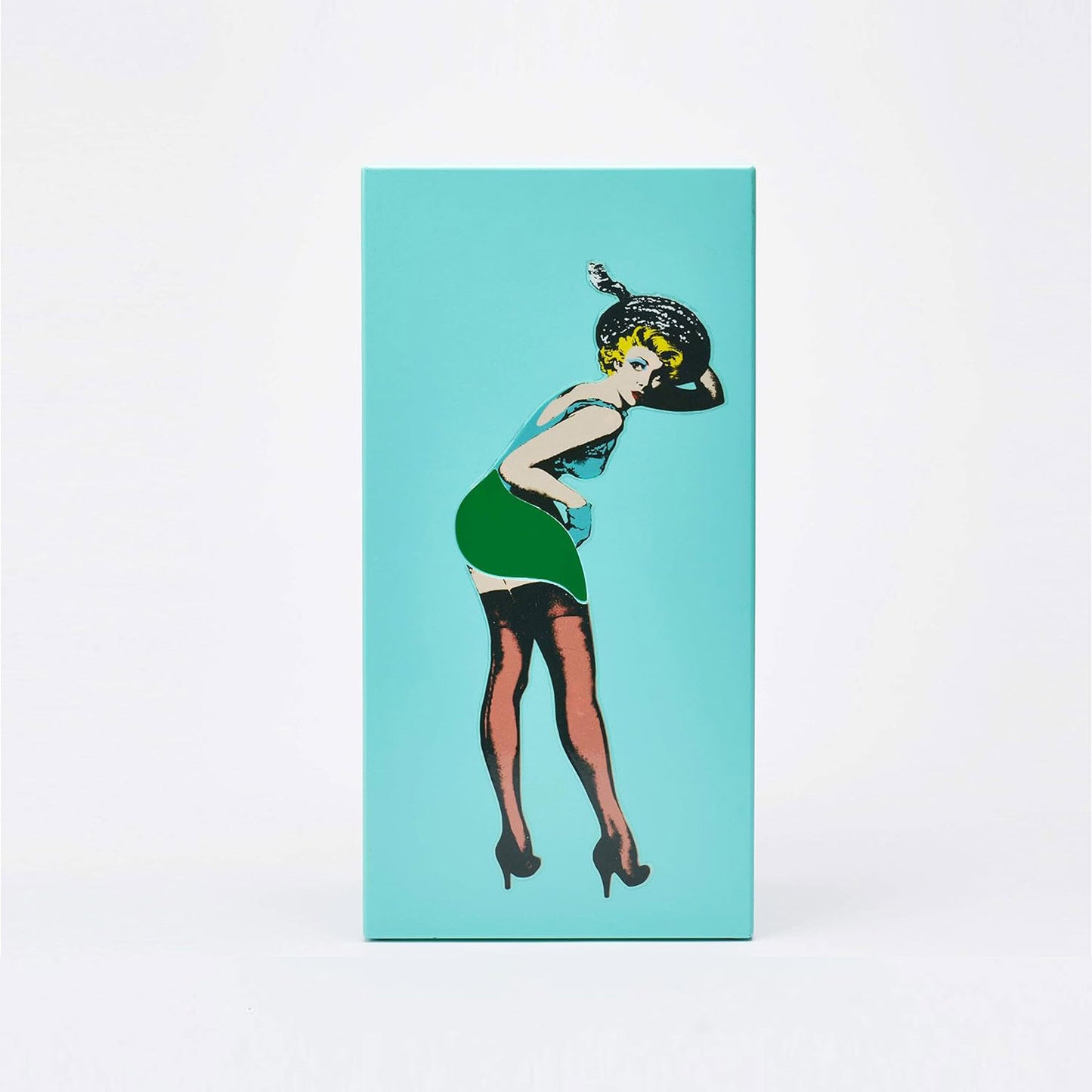 Flying Skirt® Tissue Box (The Original Skirt Tissue Holder) - Resin Embossed Pop Art Print, Metal Weighted Base, Made in Korea - Designed by Spextrum (Mint)