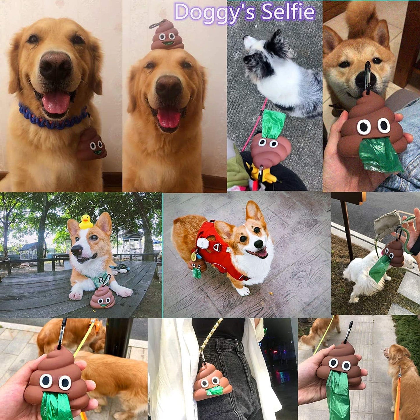 Funny Dog Poop Bag Holder for Leash Sturdy Dog Poop Bag Dispenser for Dog Waste Bags Includes 1 Roll 15 Bags