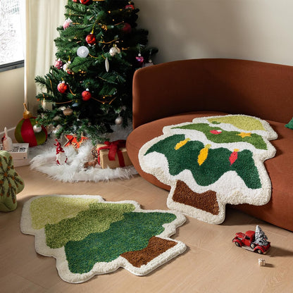 Christmas Tree Tufted Rug Light Green 60 x 90cm