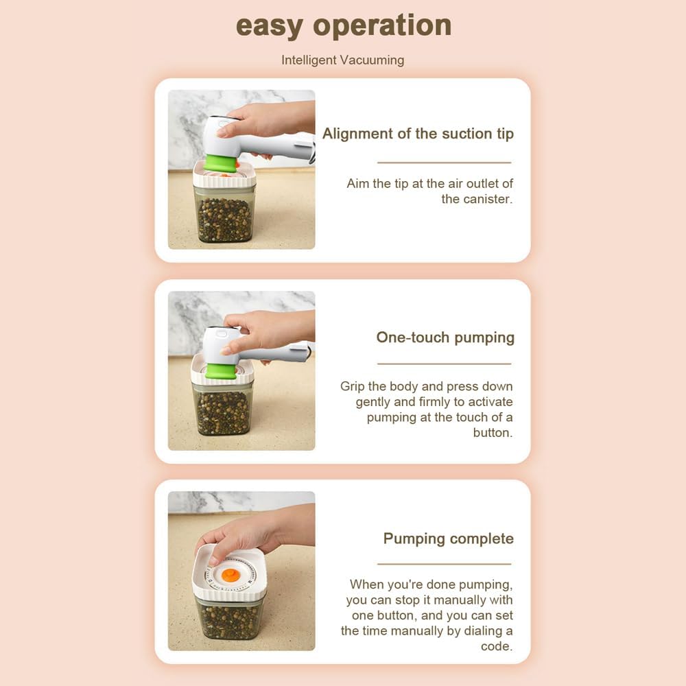 Handheld Vacuum Sealer Multifunctional Food Sealing Machine Mason Jars Electric Sealer Kit with 2 Jar Lids and 2 Preservation Bags for Keeping Food, Fruits, Vegetables s