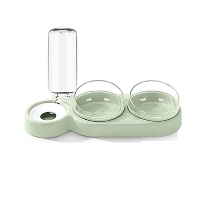 Pet Feeder Dogs Cats Food Double Bowls Automatic Watering Neck Guard Distributor (Color   Blue)