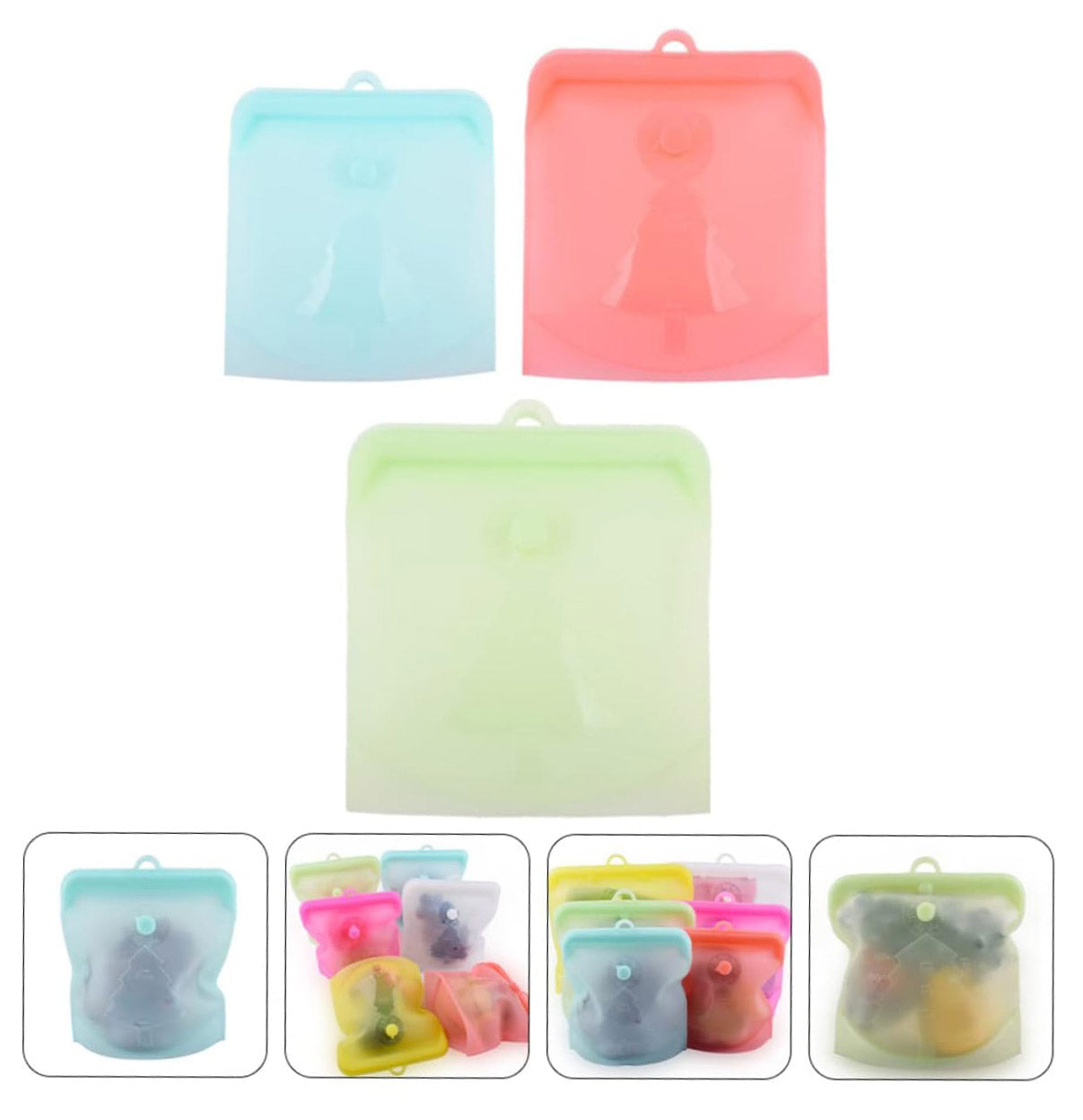 6 Pcs Silicone Storage Bag Sandwich Bags Reusable Freezer Bags Food Bags Reusable Food Bags Food Storage Bags Reusable Snack Bags for Kids Reusable Storage Bags Silicone Bags