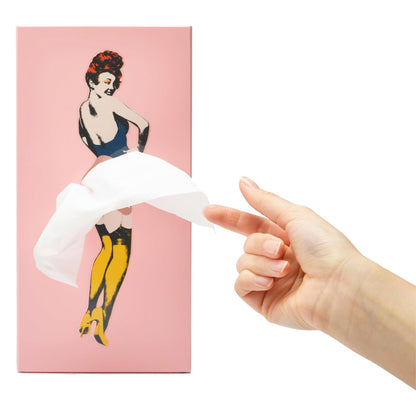 Flying Skirt® Tissue Box (The Original Skirt Tissue Holder) - Resin Embossed Pop Art Print, Metal Weighted Base, Made in Korea - Designed by Spextrum (Mint)