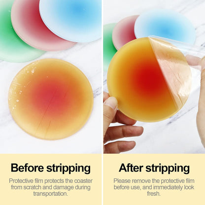 Drink Coasters Colorful Acrylic Coaster Set 4 Pcs , 3.8 Inch Round Non-Slip Table Coasters Coasters for Coffee Table