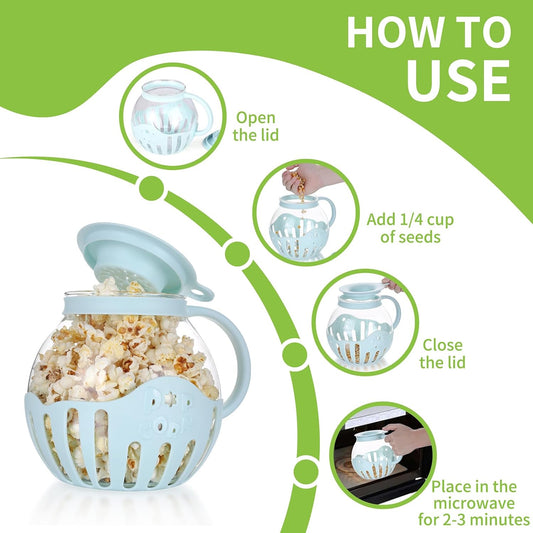 Glass Microwave Popcorn Popper Silicone Popcorn Maker