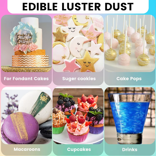 Luster Dust Edible Food Grade Edible  Dust Powder in Spray Bottle Edible Glitter Metallic Dusting Powder for Cake Decorating, Baking, Drinks, Fondant, Candy, Cookie-5g each