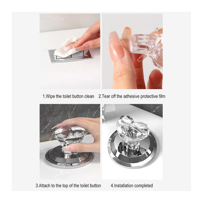 Toilet Button Pusher,Toilet Flusher Top Push Button for Women Long Nail,Toilet Push Button Topper,Home Push Button Helper,Love Heart Nail Button Assist (1PCS-White transparent)