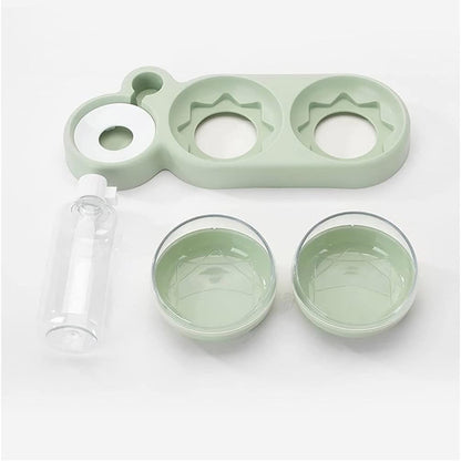 Pet Feeder Dogs Cats Food Double Bowls Automatic Watering Neck Guard Distributor (Color   Blue)