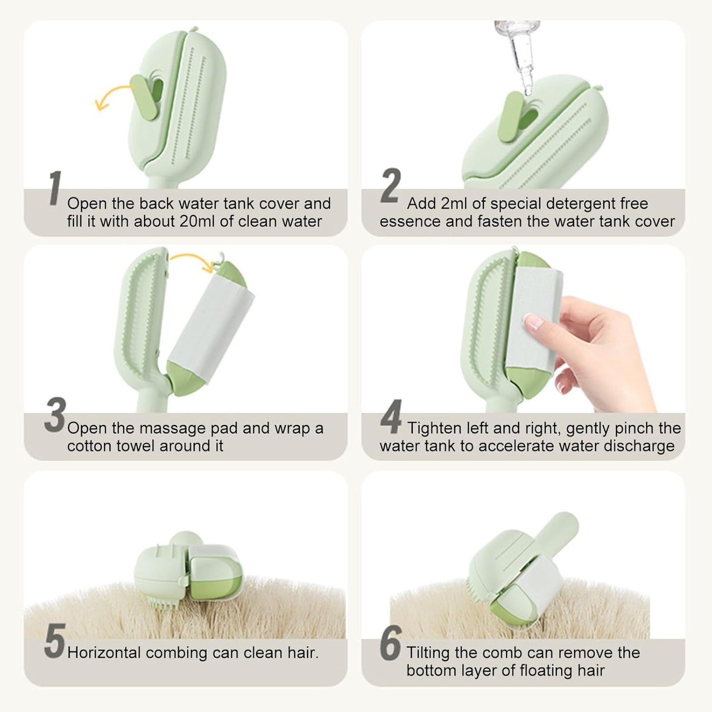 Cat Hair Remover Brush, Lightweight Pet 2 In 1 Grooming Comb,easy To Use Double-Sided Cleaning Brushes And Pet Accessories For Small, Medium, Large, Cats And Dogs, green