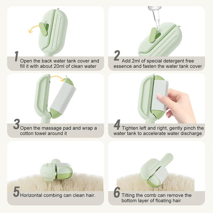 Cat Hair Remover Brush, Lightweight Pet 2 In 1 Grooming Comb,easy To Use Double-Sided Cleaning Brushes And Pet Accessories For Small, Medium, Large, Cats And Dogs, green