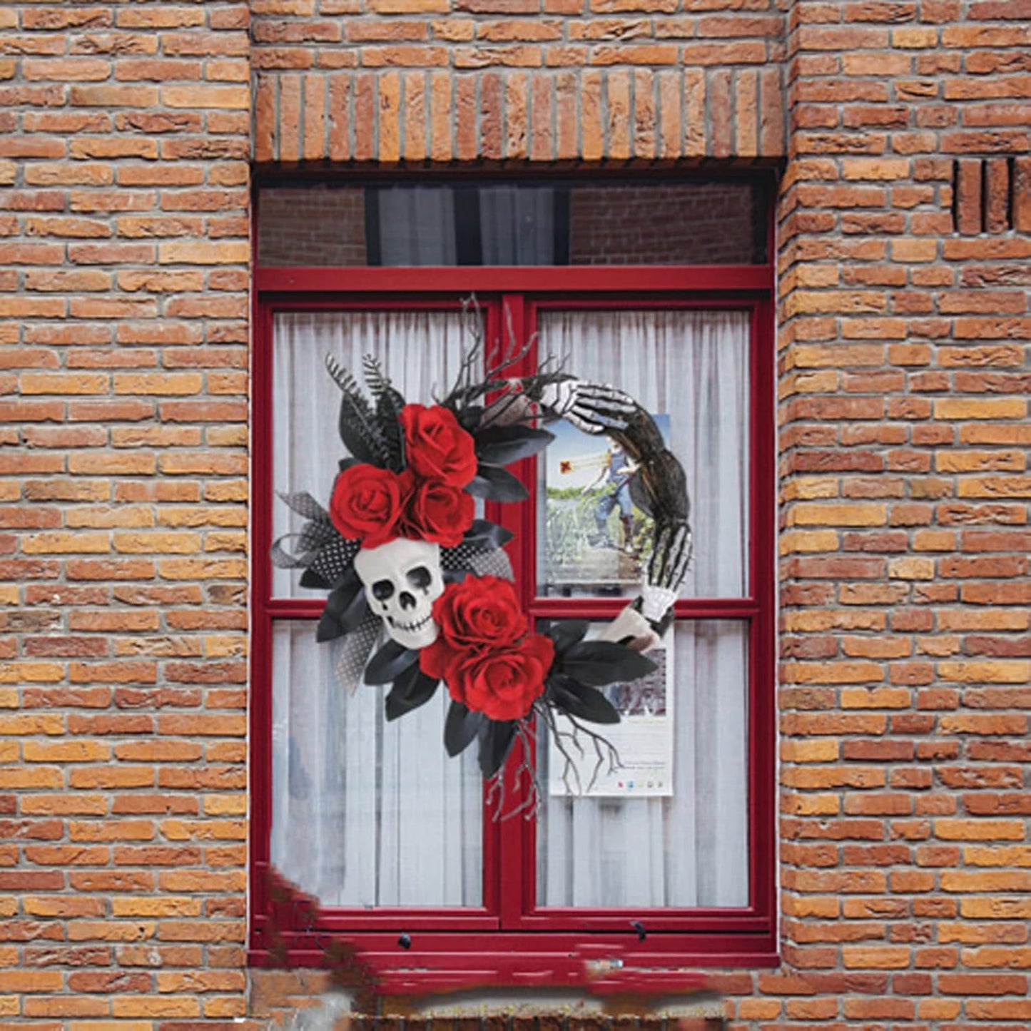 Halloween Skeleton Red Flower Ghost Hands Decorate Garland Ghost Festival Atmosphere Decorate Venue Props Rattan Circle (#1)
