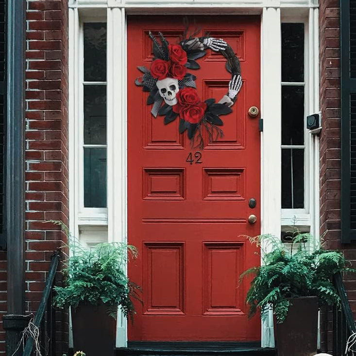 Halloween Skeleton Red Flower Ghost Hands Decorate Garland Ghost Festival Atmosphere Decorate Venue Props Rattan Circle (#1)