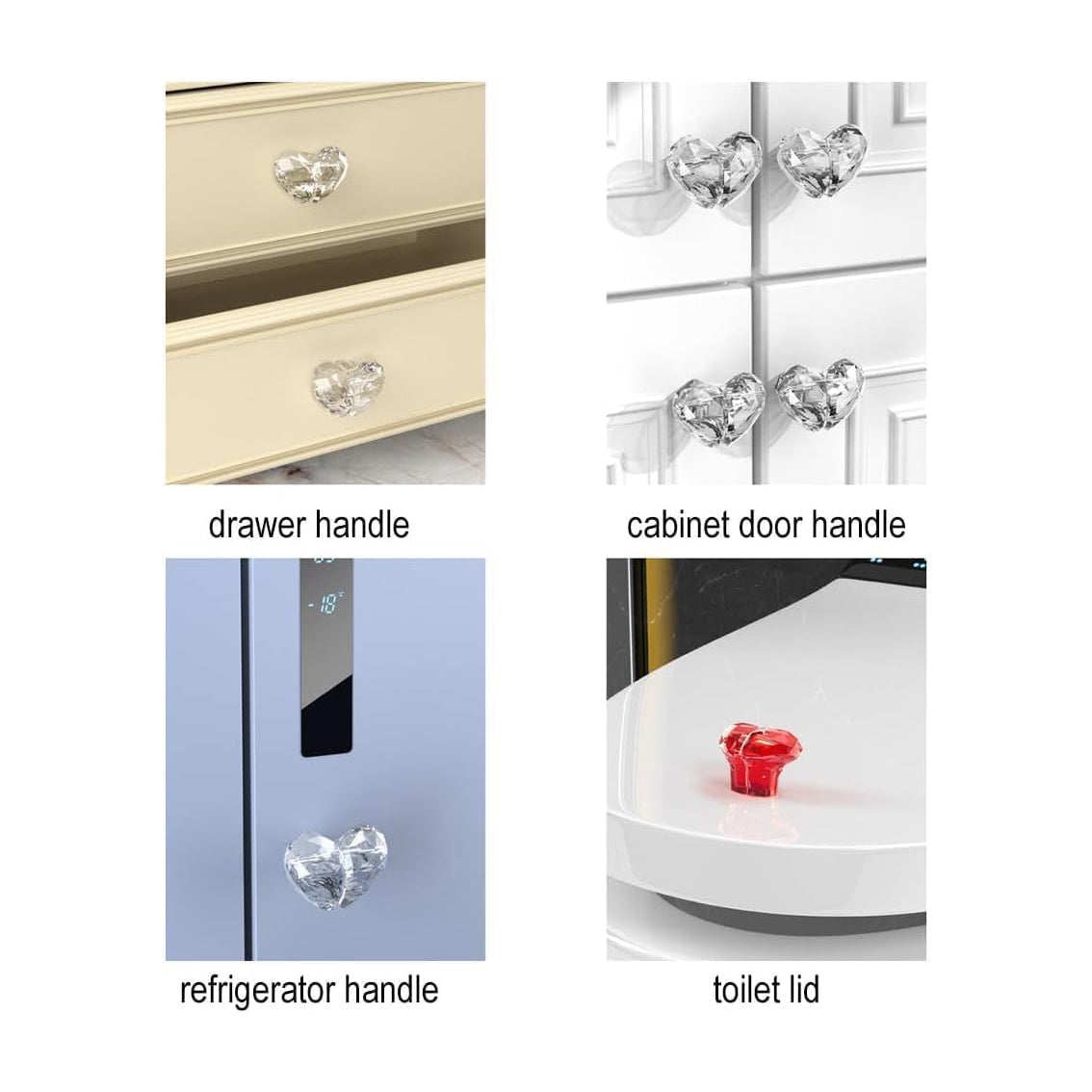 Toilet Button Pusher,Toilet Flusher Top Push Button for Women Long Nail,Toilet Push Button Topper,Home Push Button Helper,Love Heart Nail Button Assist (1PCS-White transparent)