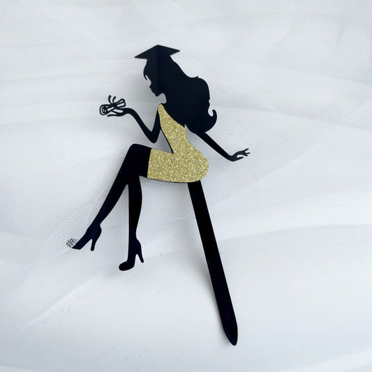 Female Phd Graduation Cake Insert Props Cake Decor Chic Cupcake Picks for Graduation Gatherings Mixed Style Celebration Supplies