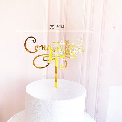 Congratulations Gold Cake Topper, Graduation, Wedding, Retirement Party Supplies