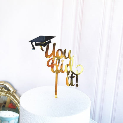 Congrats Grad Acrylic Cake Topper - Class of 2023 Graduate Party Decoration- High School Graduation, College Graduate Cake Topper Supplies