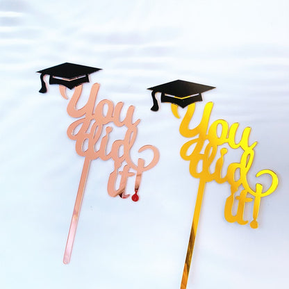 Congrats Grad Acrylic Cake Topper - Class of 2023 Graduate Party Decoration- High School Graduation, College Graduate Cake Topper Supplies