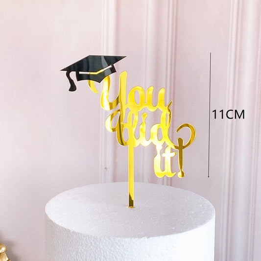 Congrats Grad Acrylic Cake Topper - Class of 2023 Graduate Party Decoration- High School Graduation, College Graduate Cake Topper Supplies