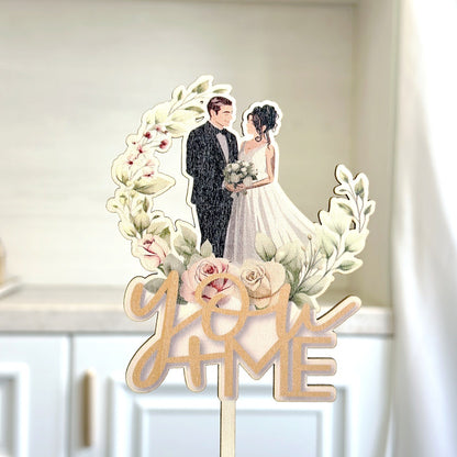 Mr & Mrs Cake Topper - Wooden Leaves Wreath Wedding Cake Toppers Bride and Groom Party Cake Decorations Supplies