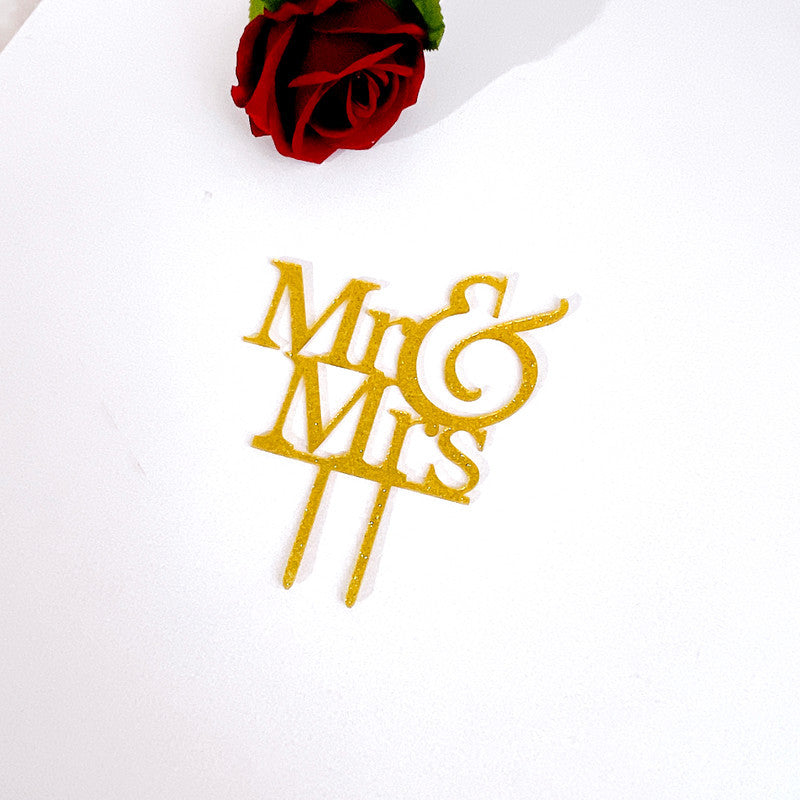 11PCS Mr & Mrs Cupcake Toppers Glitter Love Heart Cupcake Picks Wedding Engagement Cake Decorations for Bridal Shower Theme Birthday Party Supplies Gold