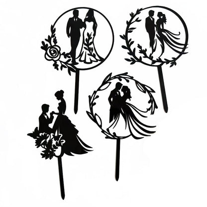 5pcs Acrylic Mr & Mrs Wedding Cake Topper Engagement Cake Decorations Sweet Couple Bride and Groom Cake Topper