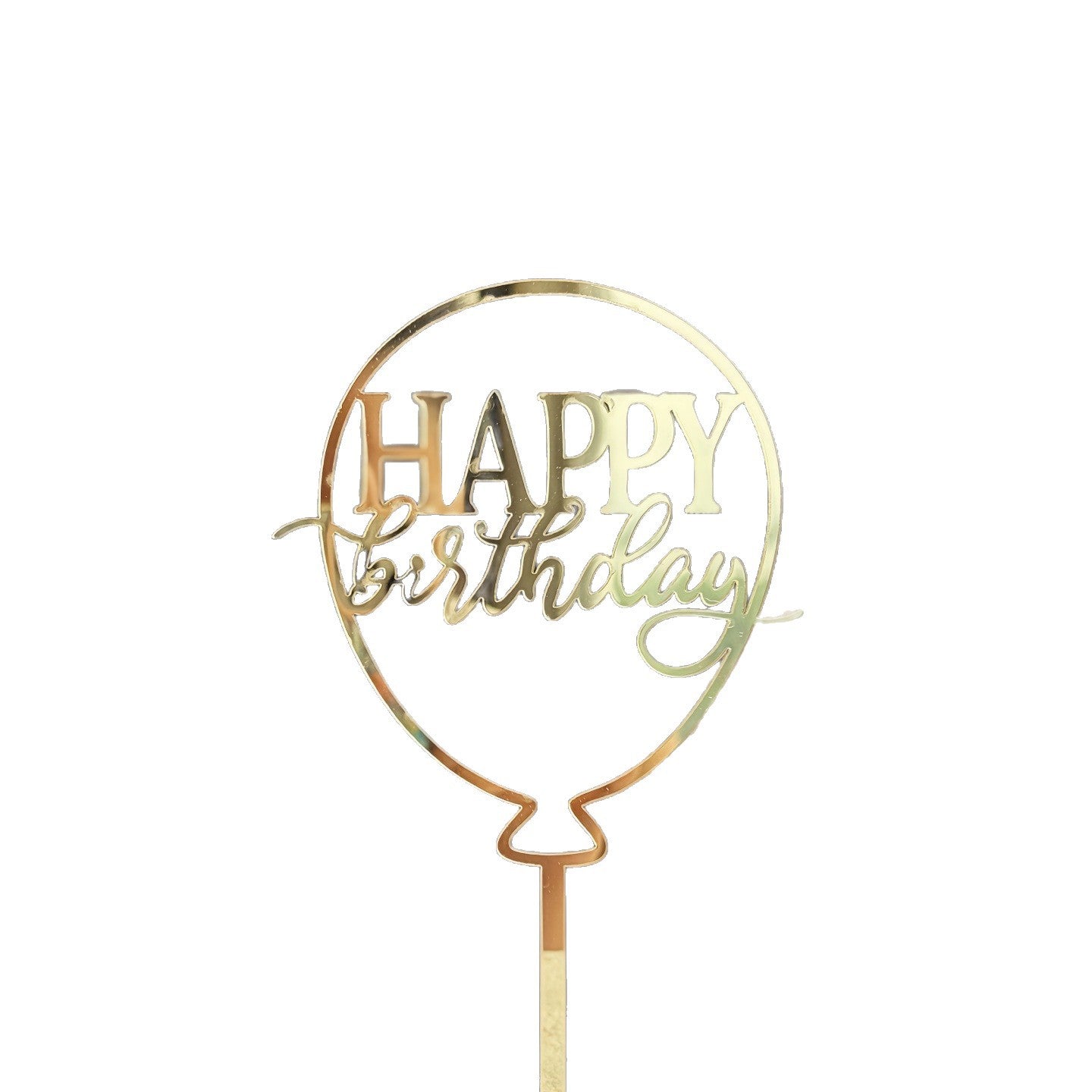 16pcs Happy Birthday Cake Topper for Birthday Party Decorations, Mirror Gold Acrylic