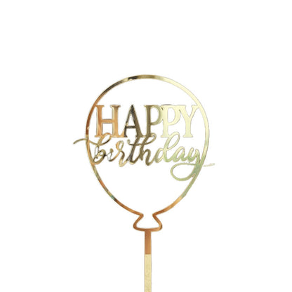16pcs Happy Birthday Cake Topper for Birthday Party Decorations, Mirror Gold Acrylic