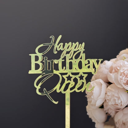 16pcs Happy Birthday Cake Topper for Birthday Party Decorations, Mirror Gold Acrylic