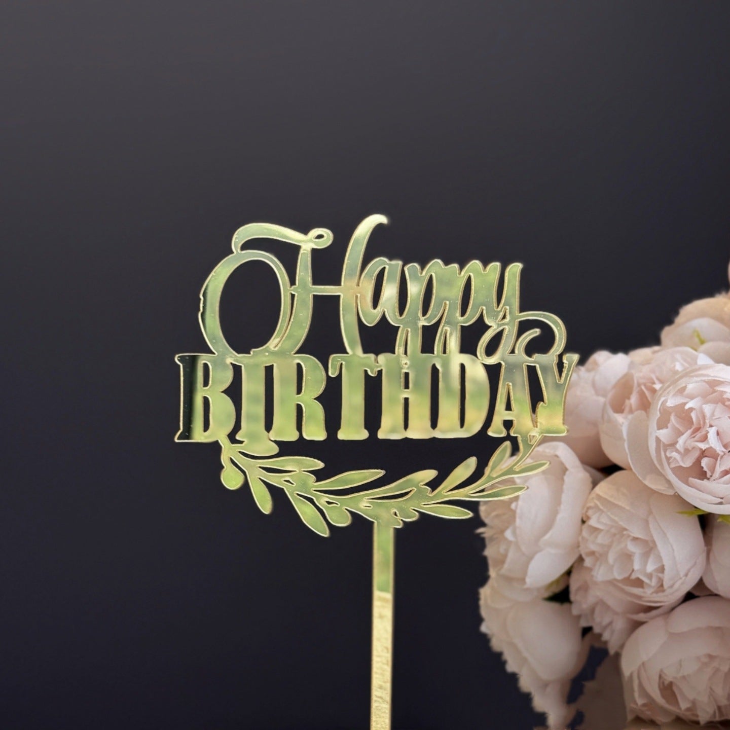 16pcs Happy Birthday Cake Topper for Birthday Party Decorations, Mirror Gold Acrylic