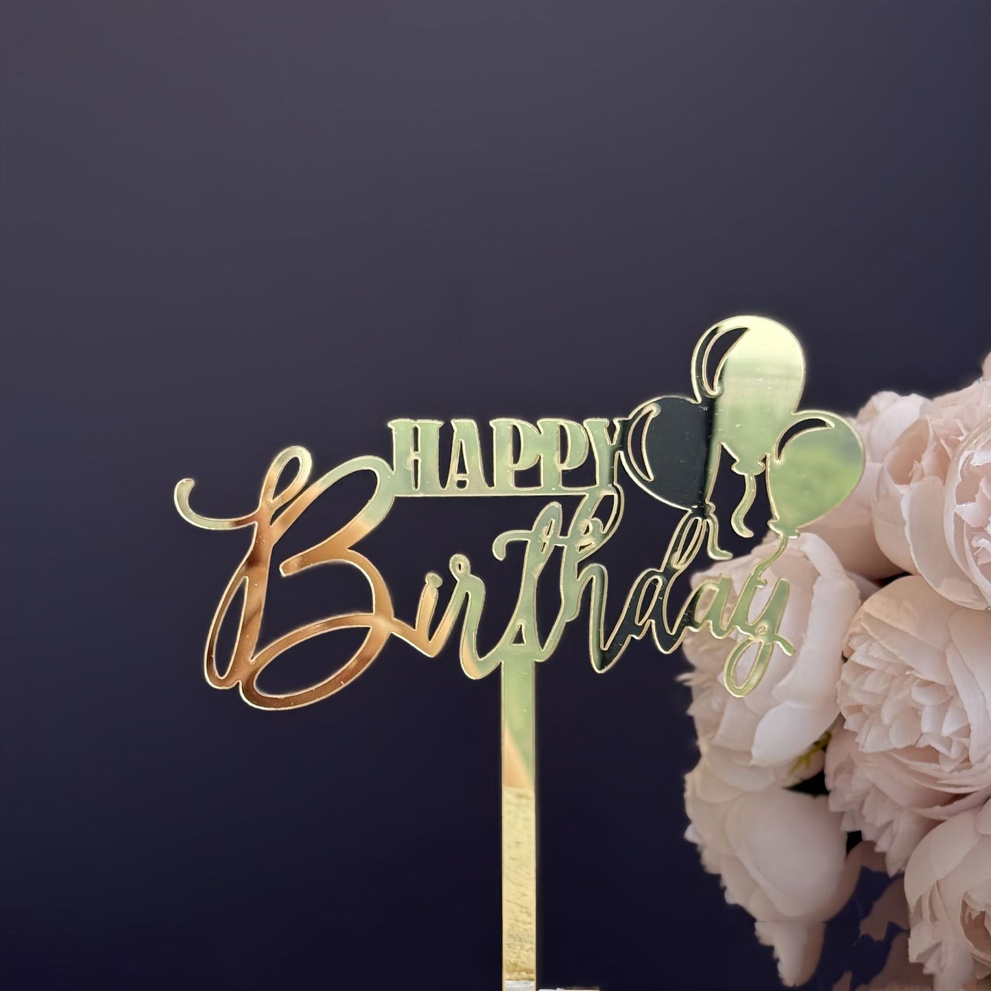 16pcs Happy Birthday Cake Topper for Birthday Party Decorations, Mirror Gold Acrylic