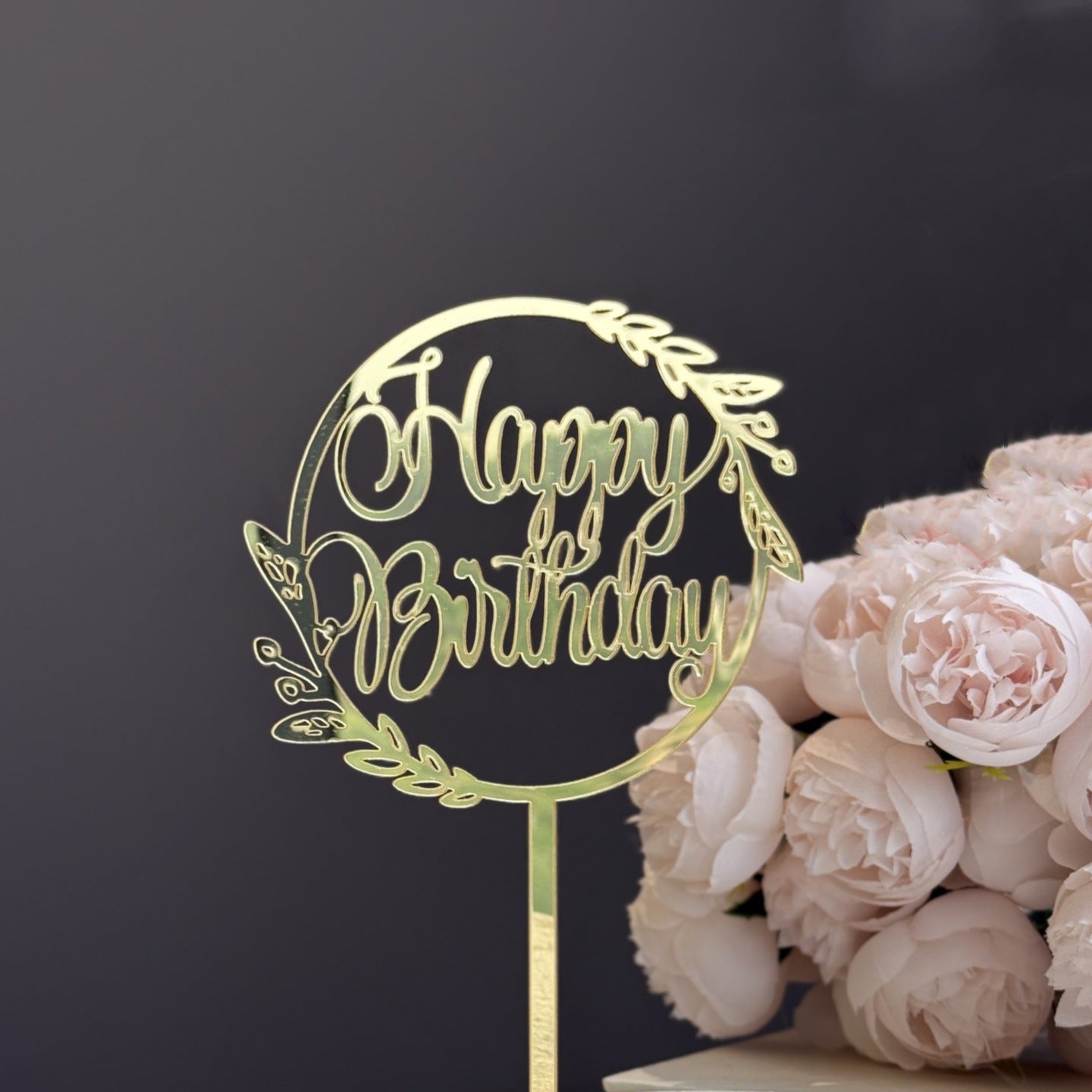 16pcs Happy Birthday Cake Topper for Birthday Party Decorations, Mirror Gold Acrylic