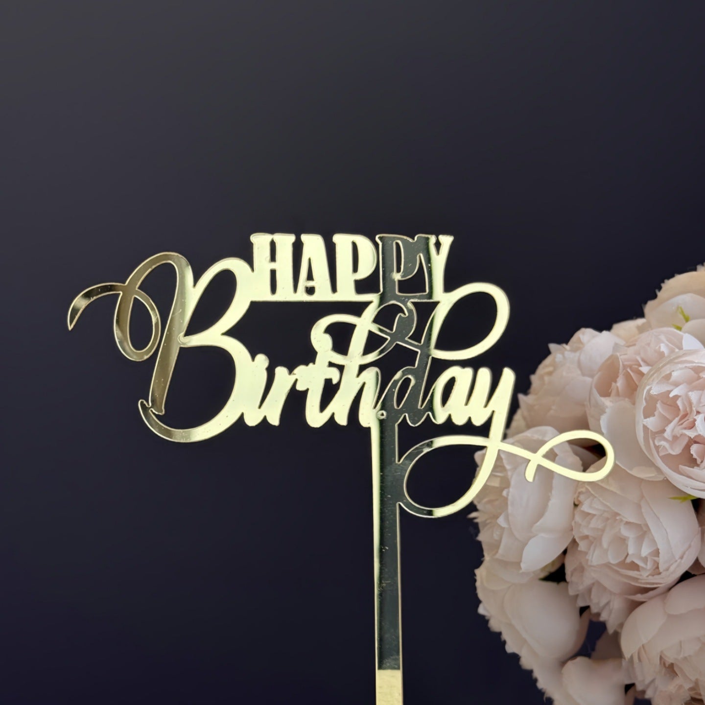 16pcs Happy Birthday Cake Topper for Birthday Party Decorations, Mirror Gold Acrylic