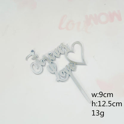 4pcs Forever Love Acrylic Cake Topper – Valentine’s Wedding & Proposal Cake Decor