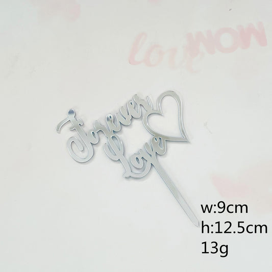 4pcs Forever Love Acrylic Cake Topper – Valentine’s Wedding & Proposal Cake Decor